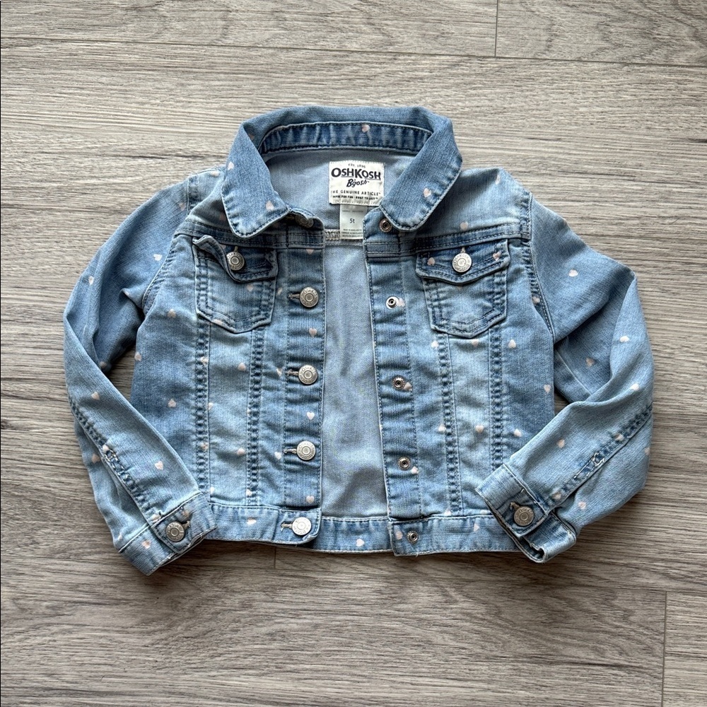 OshKosh B'gosh Light Blue Polka Dot Jean Jacket Size 5T